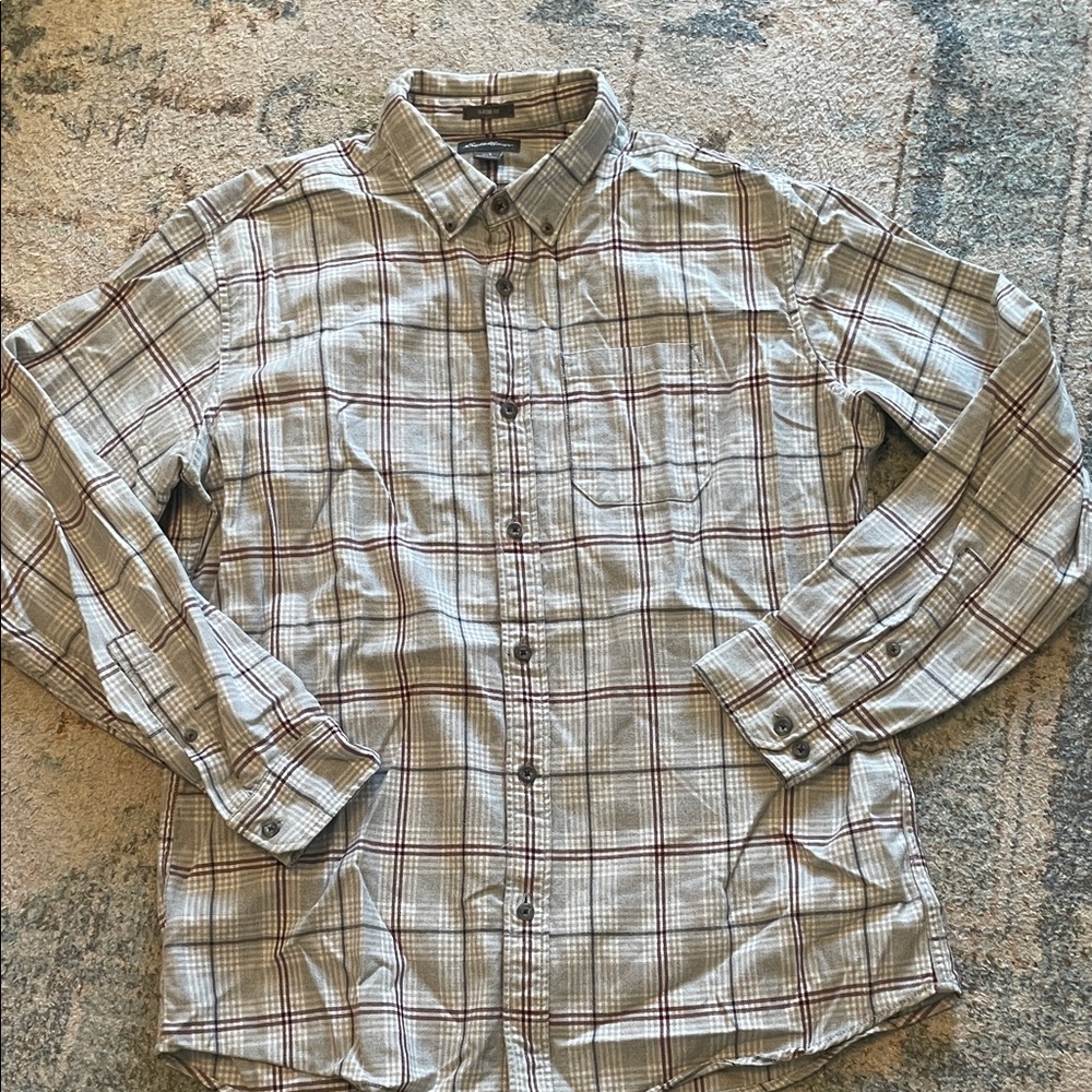 Eddie Bower Plaid Flannel Button-Up Shirt